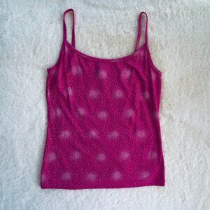 Esprit 90s Pink Camisole Tank with White Dot Pattern Women's